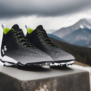 NWOB Under Armour Hammer 2.0 MC Football Cleats‎ Shoes Black/Silver Men's 8.5 D